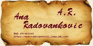 Ana Radovanković vizit kartica